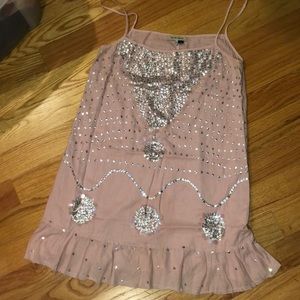 Pink sequined shift dress
